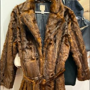 H&M Limited Edition Brown Faux Fur Coat